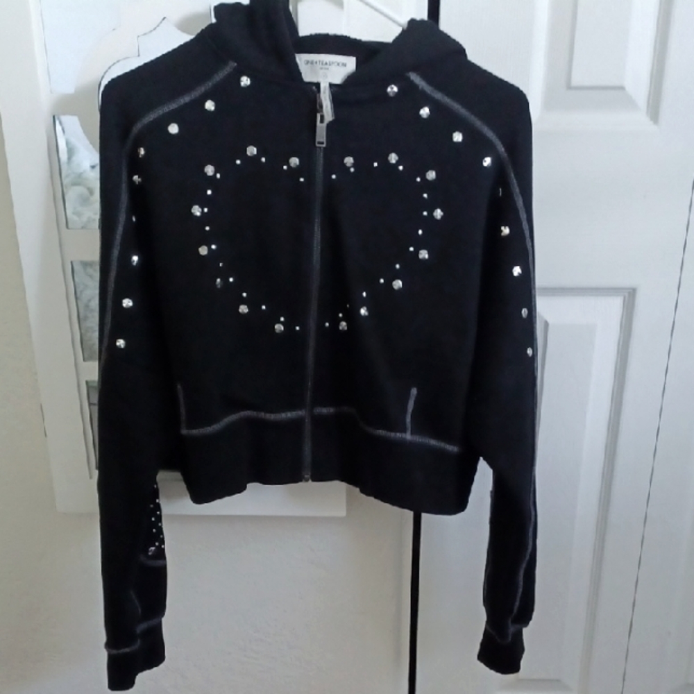 One Teaspoon Black Hoodie with Heart Design